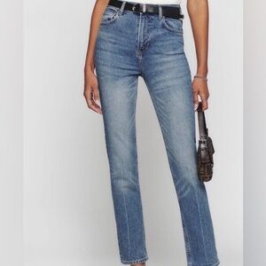 REFORMATION Liza Ultra High Rise Straight Leg Denim Malta EUC Size 31